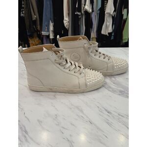 Christian Louboutin Off-White Studded High-Top Sneakers